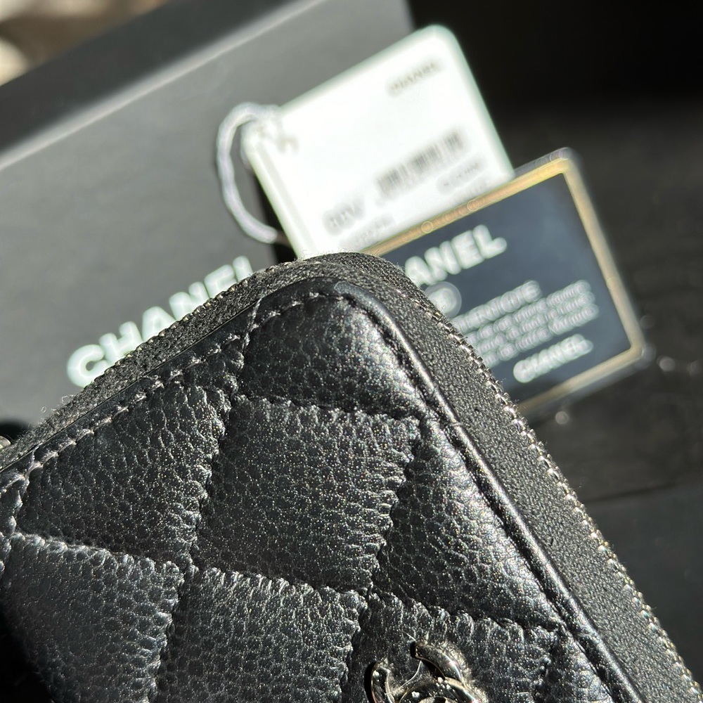 Authentic Chanel Zippy Coin Purse Wallet Caviar SHW Zipped Card Holder Wallet CC - Picture 7 of 11